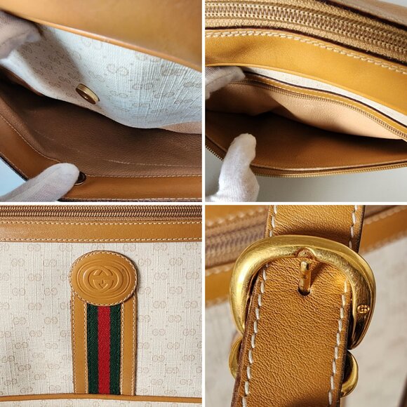 RARE Authentic Gucci Cream/Caramel Microguccisima Vintage Monogram Crossbody Bag - Picture 5 of 14